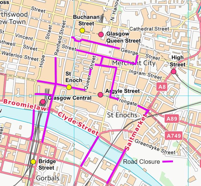 Glasgow City Centre 10K Race event. First Bus